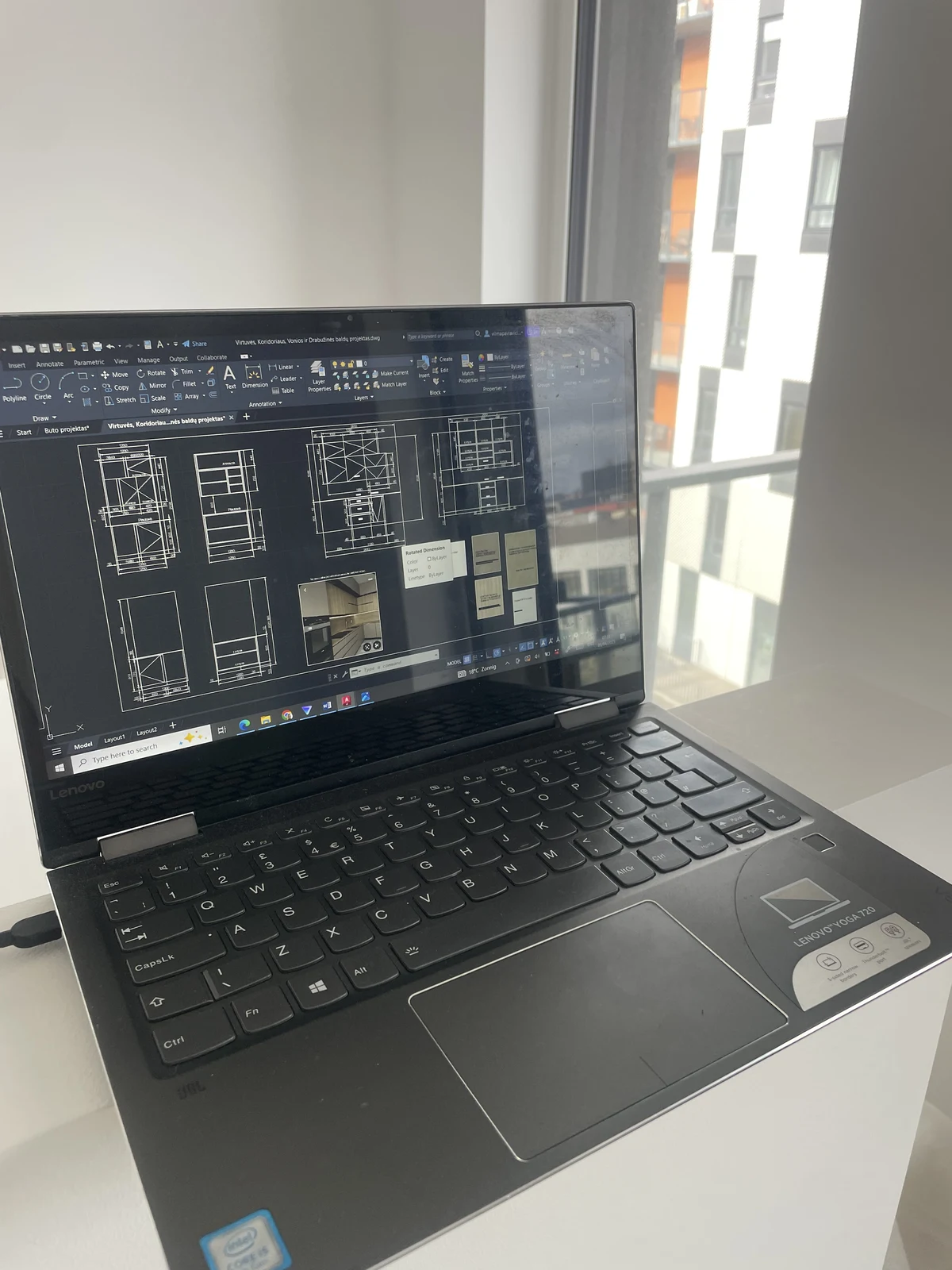 Technical joinery drawings used to plan the fitted furniture.
